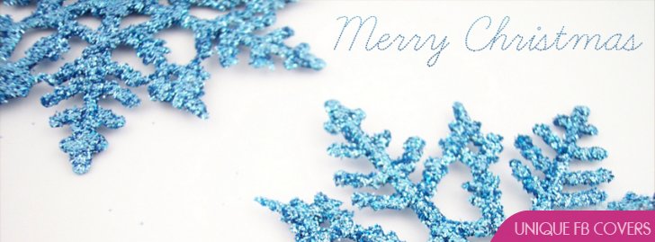 Merry Christmas With Blue Snow Flake Fb Profile Cover
